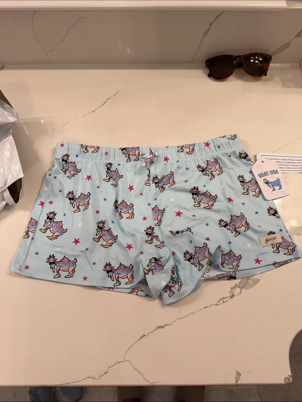 Goat Usa Light Blue Unicorn Print Pajama Shorts